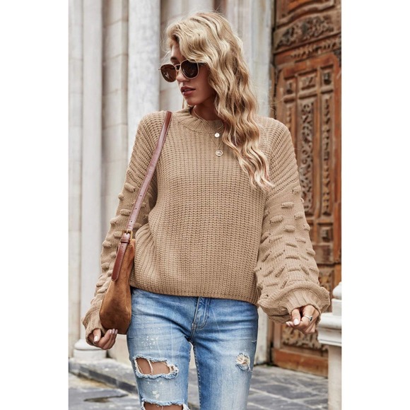 Weekend Style Rib-Knit Dropped Shoulder Sweater - Picture 13 of 15